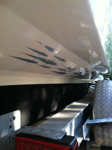 Fish Razr Under Boat Blue Macks 60 Pack - Condition:New / Dredge Fishing / Fish Razor. 6 sheets of 10 Blue Mackeral per sheet.