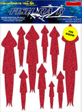 Fish Razr Under Boat Red Squid 60 Pack - Condition:New / Dredge Fishing / Fish Razor. 6 sheets of Red Squid stickers.