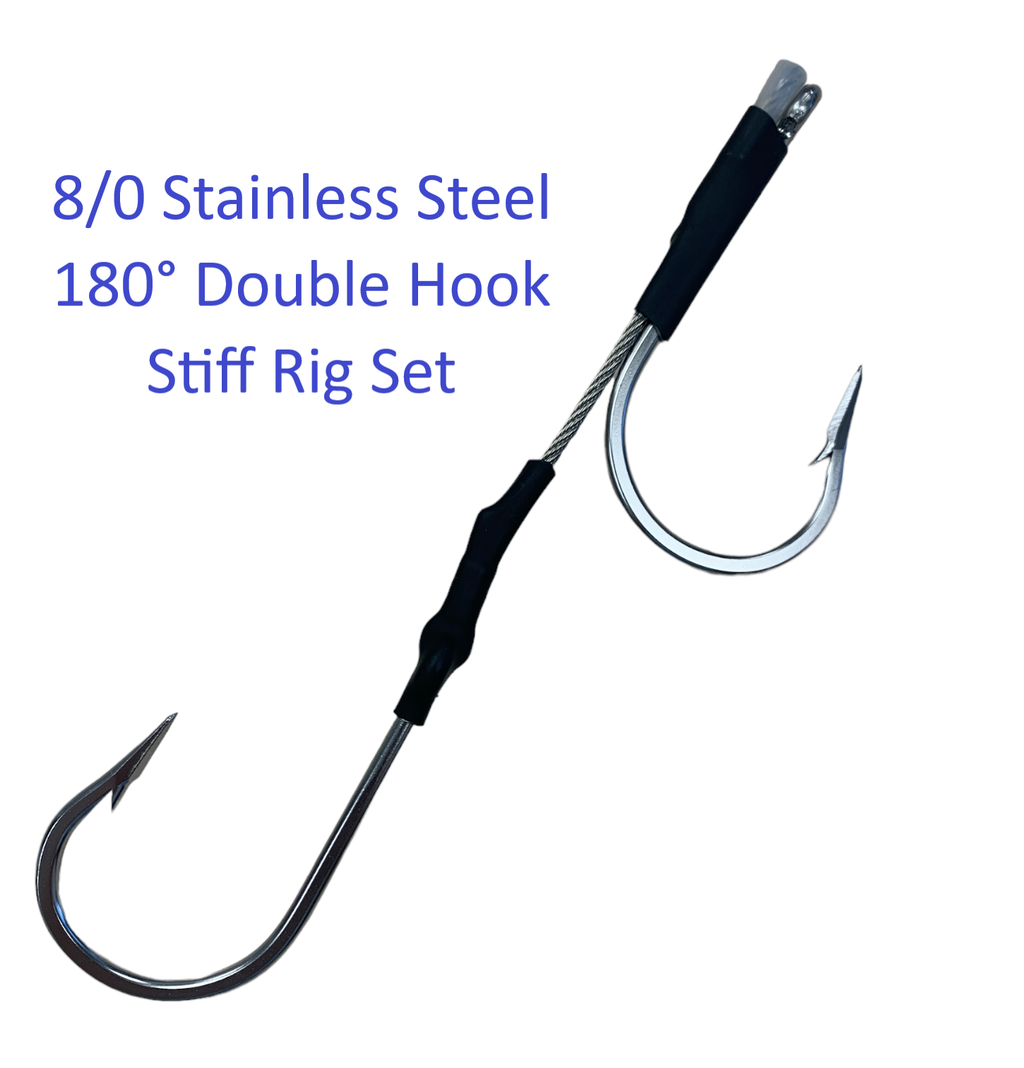 Trolling SS Double 180 Hookset - Condition:New. All these SS Trolling Double Hooksets utilize tournament quality stainless 49 Strand 7x7 cable with ...