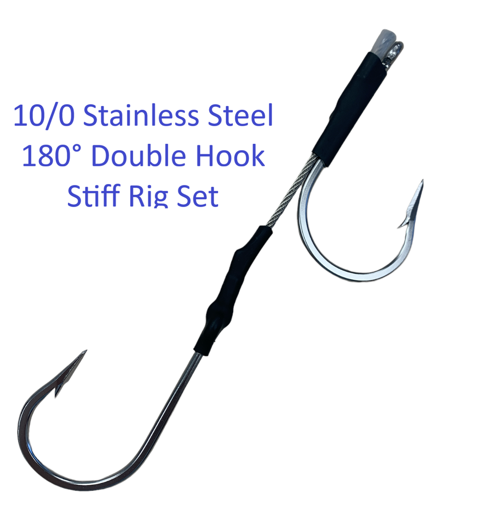 Trolling SS Double 180 Hookset - Condition:New. All these SS Trolling Double Hooksets utilize tournament quality stainless 49 Strand 7x7 cable with ...