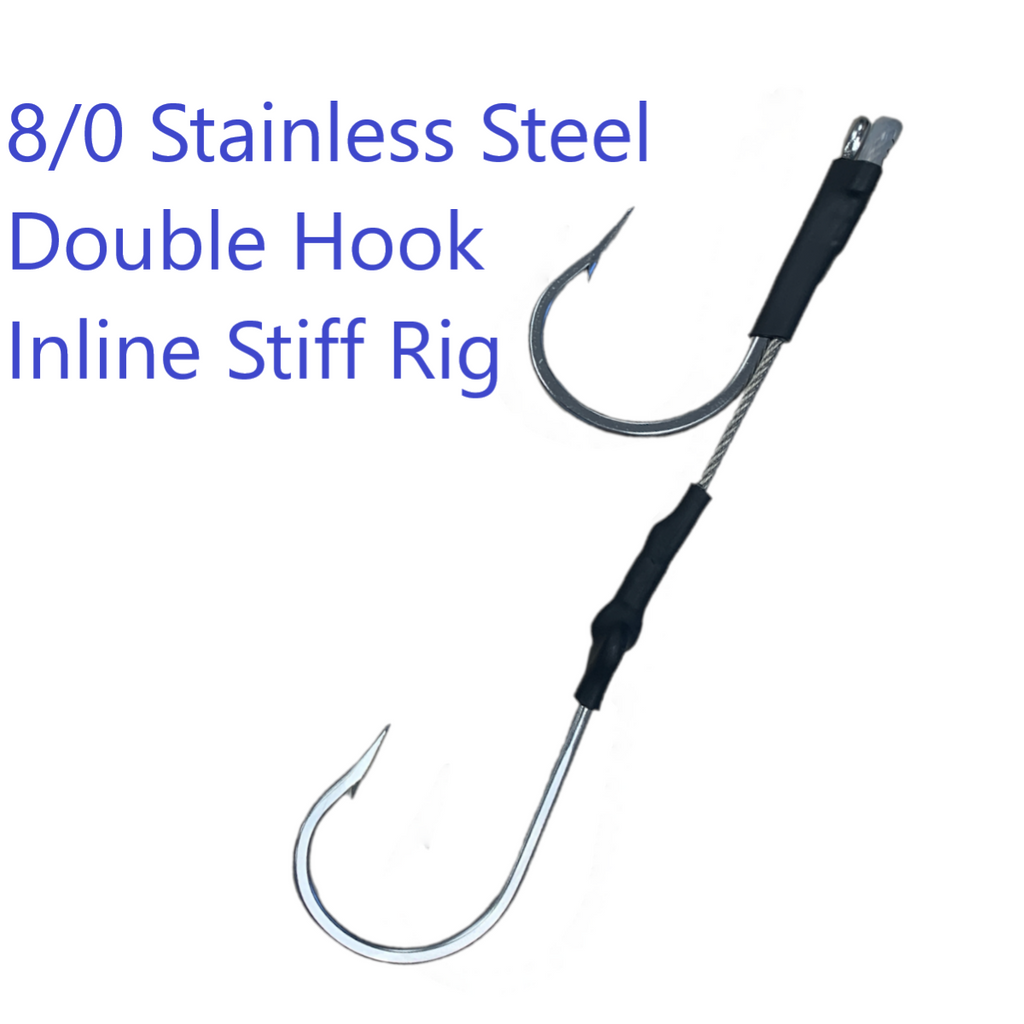 Trolling SS Inline Hookset - Condition:New. All these SS Trolling Double Inline Hooksets utilize tournament quality stainless 49 Strand 7x7 cable with stainless trolling hooks.