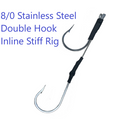 Trolling SS Inline Hookset - Condition:New. All these SS Trolling Double Inline Hooksets utilize tournament quality stainless 49 Strand 7x7 cable with stainless trolling hooks.