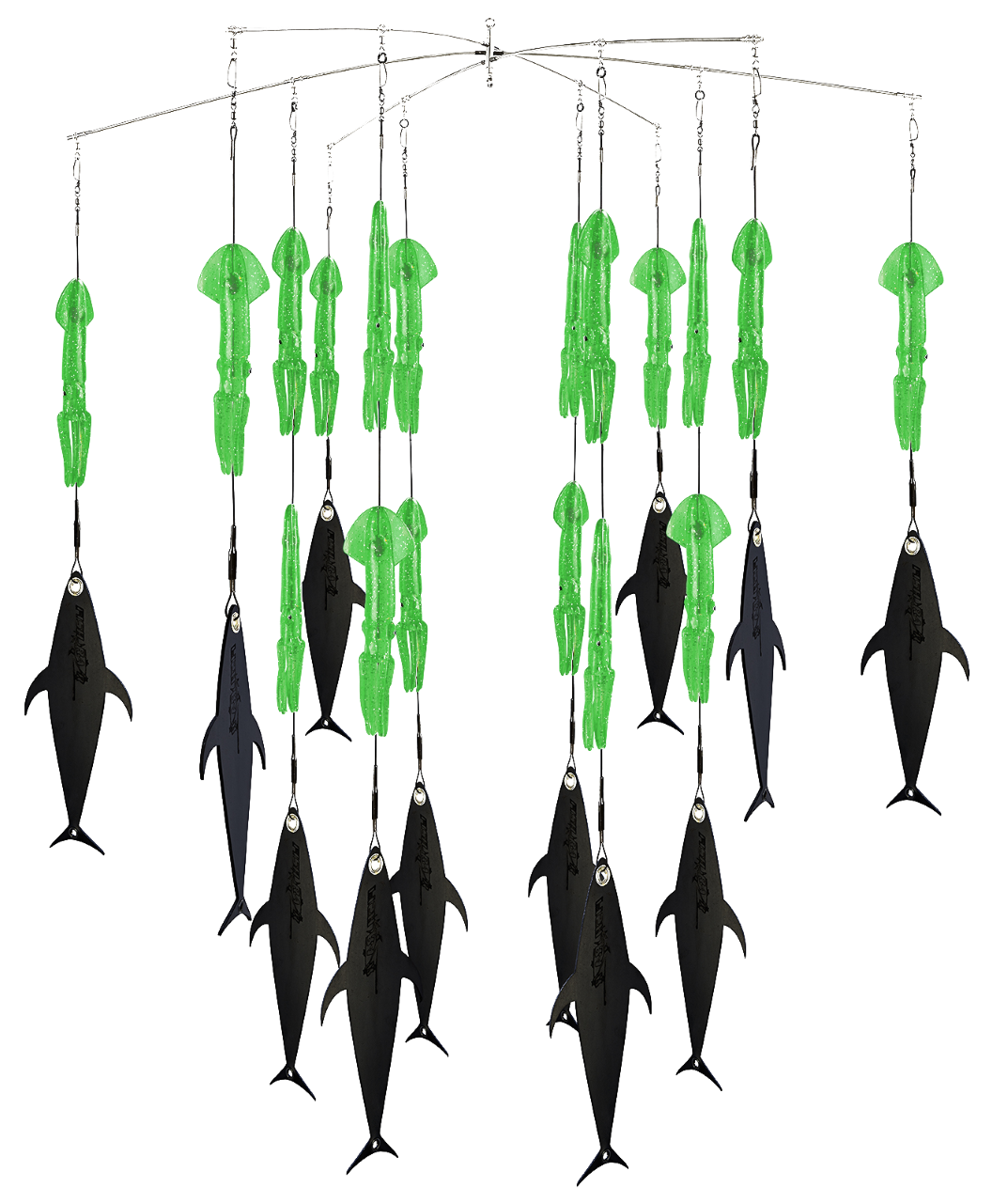 FlapZ and Squid Dredge 38" Bar (18) 9" squid (12) FlapZ - bird chain / chain teaser / Condition:New. If you are looking for a dredge that is highly effective for all species, this is it.