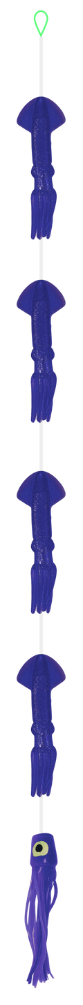 Daisy Chains- 4 Squid w Chugger - Condition:New / Daisy chain / dolphin teaser. A traditional daisy style chain with 4 squids and a chugger/ pusher style lure on the back.