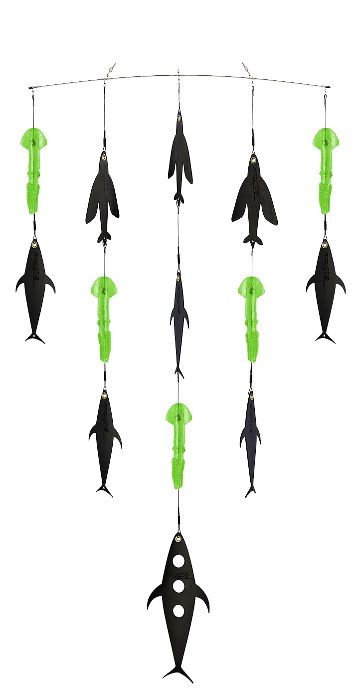 Spreader Bar with FlapZ and Squid - Condition:New / Flapz / flying fish. A premium spreader bar that mixes quality components with proven, effective teaser baits.
