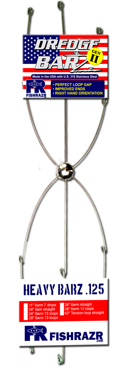 Heavy Dredge BarZ   13 Loops 24"-38" - Condition:New / dredge / dredge bar. The generation II dredge bar by Fish Razr is the go-to tournament series dredge bar.