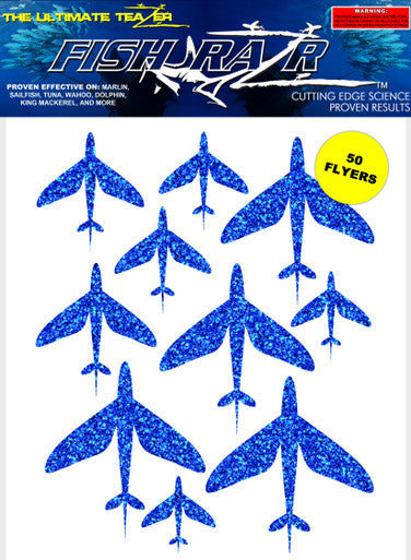 Fish Razr Under Boat Blue Flying Fish 60 pack - Condition:New / Dredge Fishing / Fish Razor. 6 sheets of Blue Flying Fish.