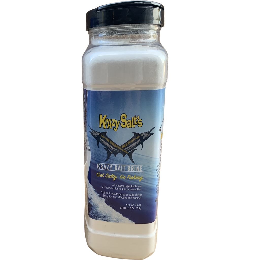 Krazy Salt's Bait Salt or Brine - Condition:New / Dredge Fishing / Fish Razor. Krazy Salt’s bait brine and salt both improve the freshness and overall quality of your bait in different ways.