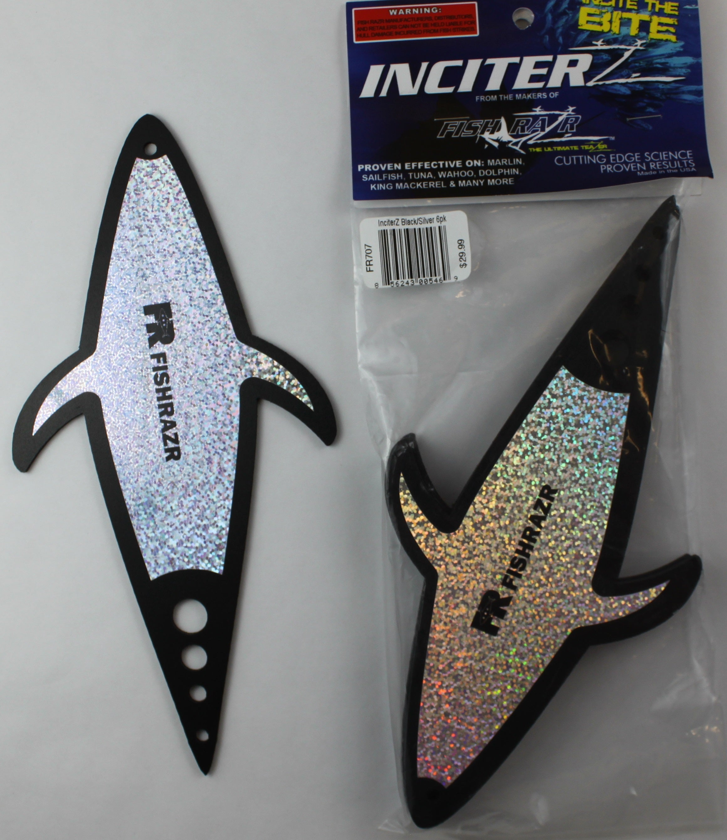 Holographic InciterZ Tuna 6 Pack - Condition:New / Dredge Fishing / Fish Razor. Based on the proven designs of our dredge flaps, now with flash.