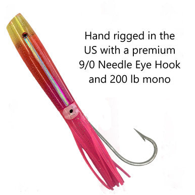 Daymaker Lure Pink - Rigged - Condition:New. Pink Sparkle to mimic darting squid.