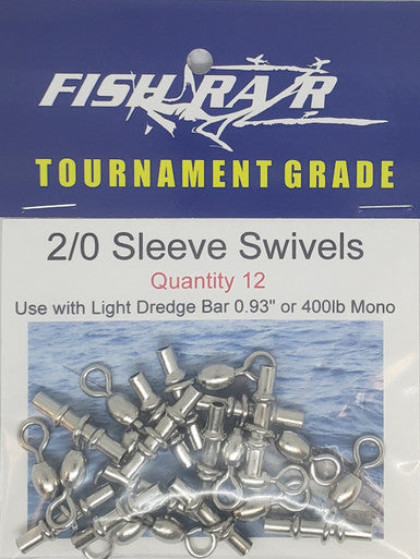 Swivel Sleeves 2/0 12 pack (for light bars) - Condition:New / Dredge Fishing / Fish Razor. Swivels sleeves are used to add connection points to dredge bars and main lines in teasers.