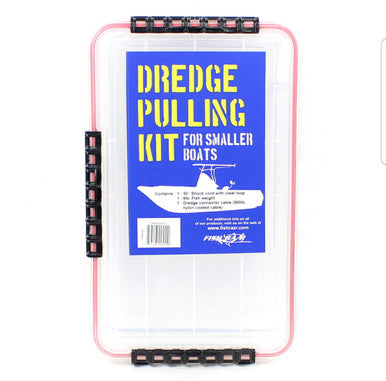 Dredge Pulling Kit in Waterproof Box with 4lb Fish Weight - Condition:New / Featured. Everything you need to pull a dredge from a cleat on a smaller boat.