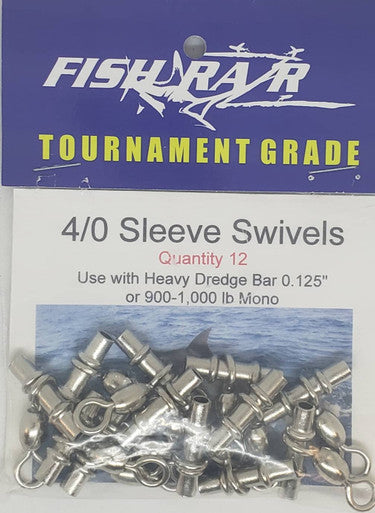 Swivel Sleeves 4/0 12 pack (for heavy bars) - Condition:New / Dredge Fishing / Fish Razor. Swivels sleeves are used to add connection points to dredge bars and main lines in teasers.