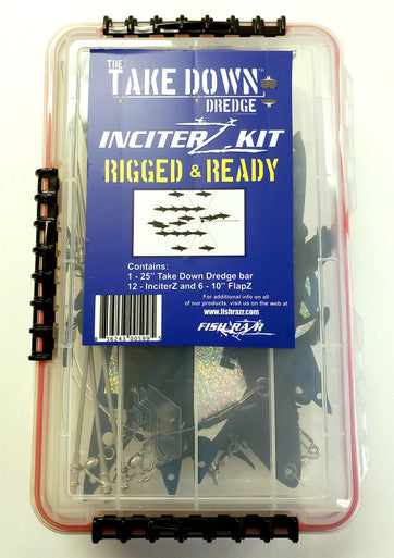 Take Down Dredge Kit 25" Bar InciterZ/ 10" FlapZ - Condition:New / dredge tuna / FlapZ. Complete Take Down Dredge with 10 Inch FlapZ.